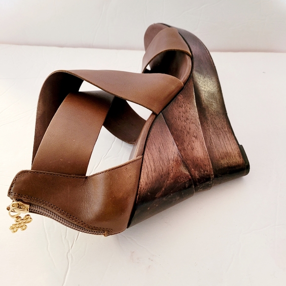 Diane von Furstenberg Opal Crisscross Wedge Sandal Sz 8.5 - Picture 6 of 12